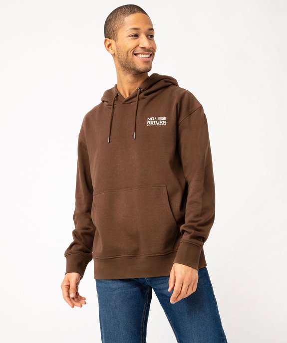 Sweat à capuche en molleton doux imprimé au dos homme vue1 - GEMO (HOMME) - GEMO