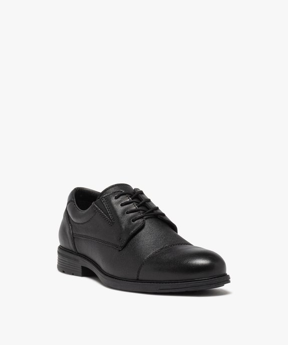 Derbies homme confort unis dessus en cuir à lacets vue2 - GEMO (CONFORT) - GEMO