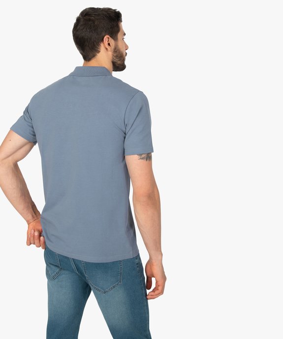 Polo homme uni sans boutons à manches courtes vue3 - GEMO (HOMME) - GEMO