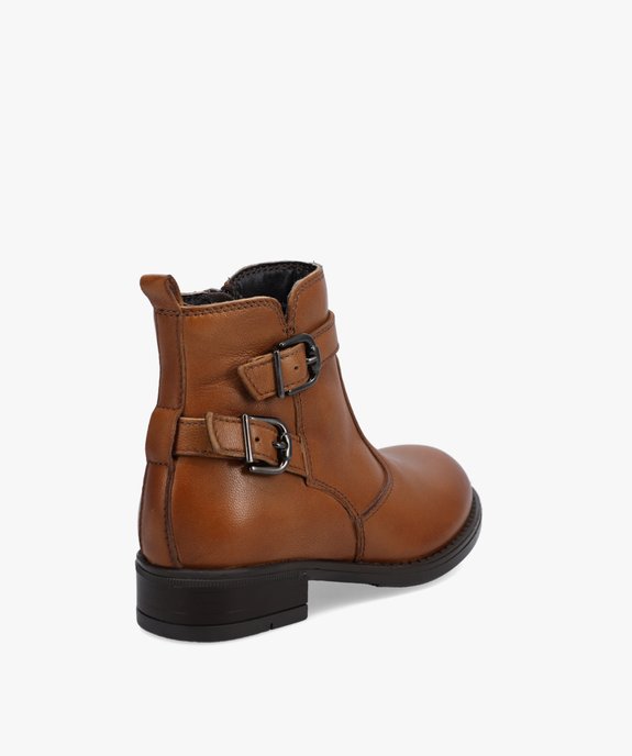 Boots fille unies style cavalière dessus cuir - Tanéo vue4 - TANEO - GEMO