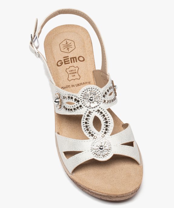 Sandales femme confort à talon compensé et brides strass vue5 - GEMO (CONFORT) - GEMO