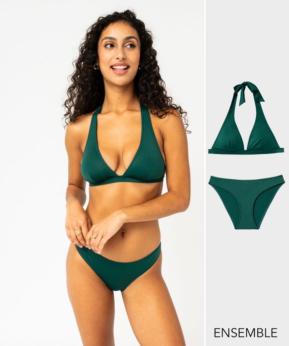 Ensemble de maillot de bain deux pieces vert forme triangle pour femme