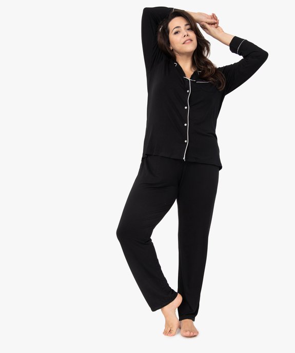 Pyjama femme grande taille deux pièces : chemise et pantalon vue2 - GEMO 4G FEMME - GEMO