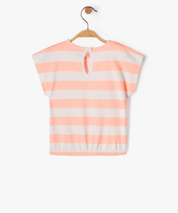 Tee-shirt bébé fille à rayures avec bas élastique vue3 - GEMO(BEBE DEBT) - GEMO