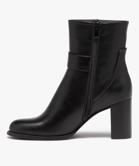 Boots femme unies à talon carré fermeture à zip  vue3 - GEMO(URBAIN) - GEMO