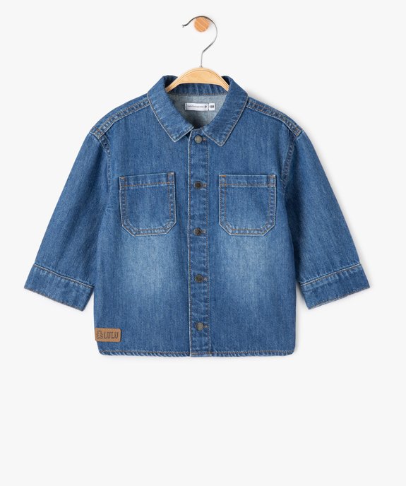 Chemise en jean bébé garçon à fermeture pressionnée - LuluCastagnette vue2 - LULUCASTAGNETTE - GEMO