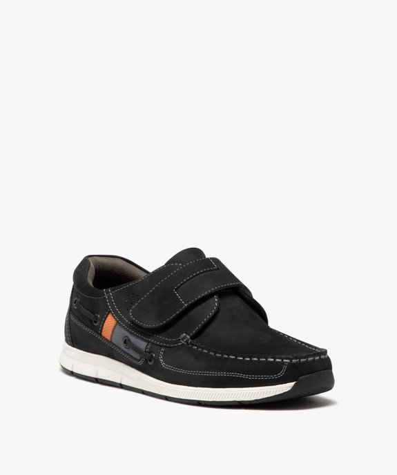 Chaussures bateau homme confort dessus en cuir uni et à scratch vue2 - G'FLEX GEMO FOR GOOD - GEMO