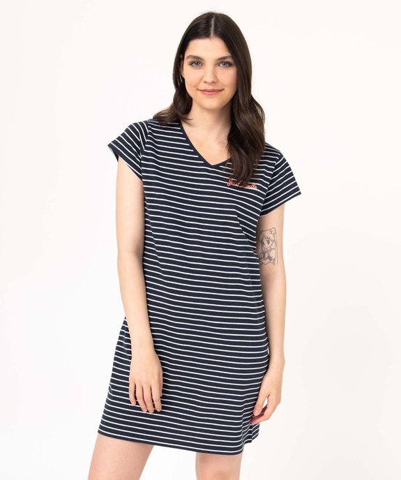 Chemise de nuit imprimée à manches courtes femme vue1 - GEMO 4G FEMME - GEMO