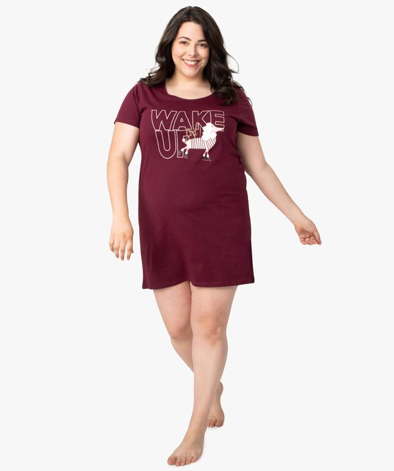 Chemise de nuit à manches courtes avec motifs femme grande taille vue5 - GEMO 4G FEMME - GEMO