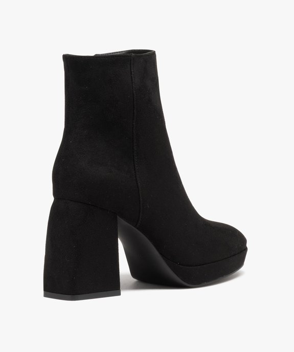 Boots femme à talon flare et en suédine unie vue4 - GEMO 4G FEMME - GEMO