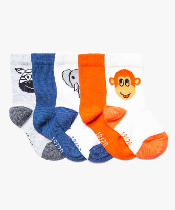 Lot de 5 paires de chaussettes hautes motif animaux vue1 - GEMO(BEBE DEBT) - GEMO