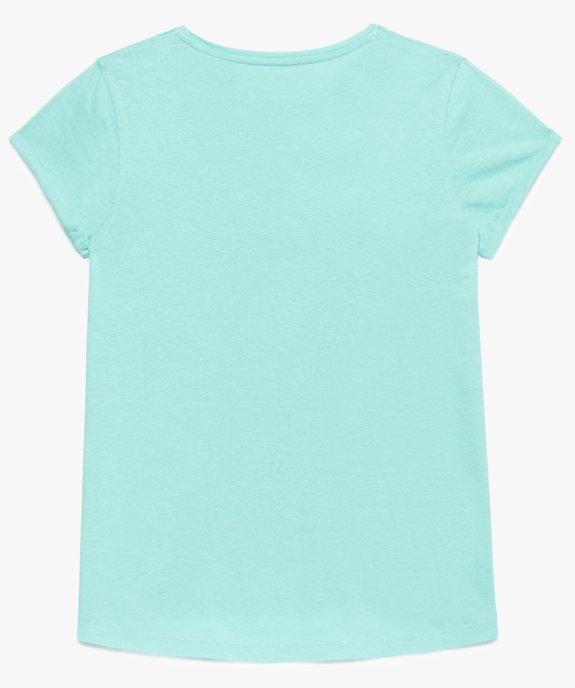 Tee-shirt fille avec coton bio et manches courtes à revers vue2 - GEMO 4G FILLE - GEMO