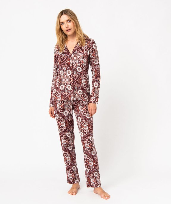 Pyjama deux pièces femme : chemise et pantalon vue1 - GEMO 4G FEMME - GEMO