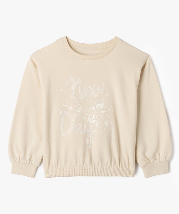 Sweat avec inscription brodée et motifs fleuris fille vue1 - GEMO 4G FILLE - GEMO