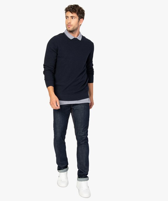 Pull homme en maille fantaisie avec col rond vue5 - GEMO (HOMME) - GEMO