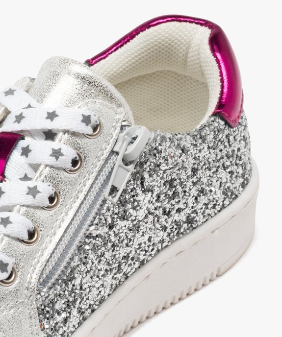 Baskets fille à strass avec lacets à motif et à zip  vue6 - GEMO 4G FILLE - GEMO