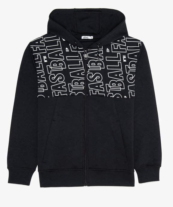 Sweat garçon à capuche avec zip avec inscription sur le buste vue2 - GEMO (JUNIOR) - GEMO