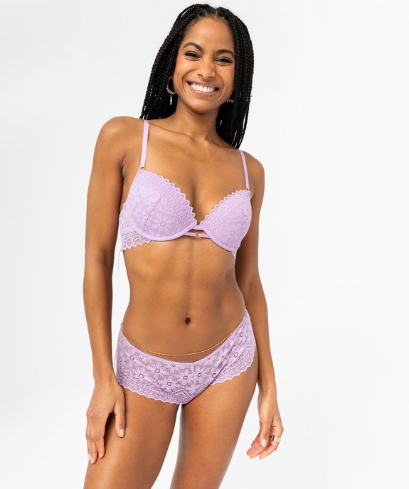 Shorty en dentelle fleurie transparente femme vue3 - GEMO(HOMWR FEM) - GEMO