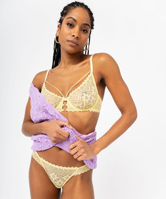 Soutien-gorge corbeille en dentelle fleurie et liens femme vue2 - GEMO(HOMWR FEM) - GEMO