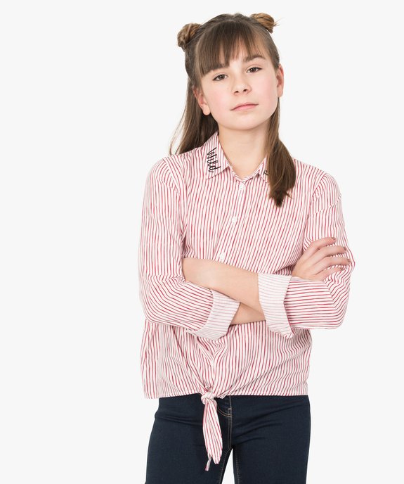 Chemise fille à motifs avec pattes à nouer dans le bas vue1 - GEMO (JUNIOR) - GEMO