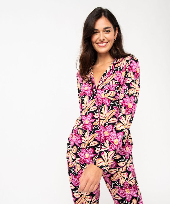 Pyjama deux pièces femme : chemise et pantalon vue2 - GEMO 4G FEMME - GEMO