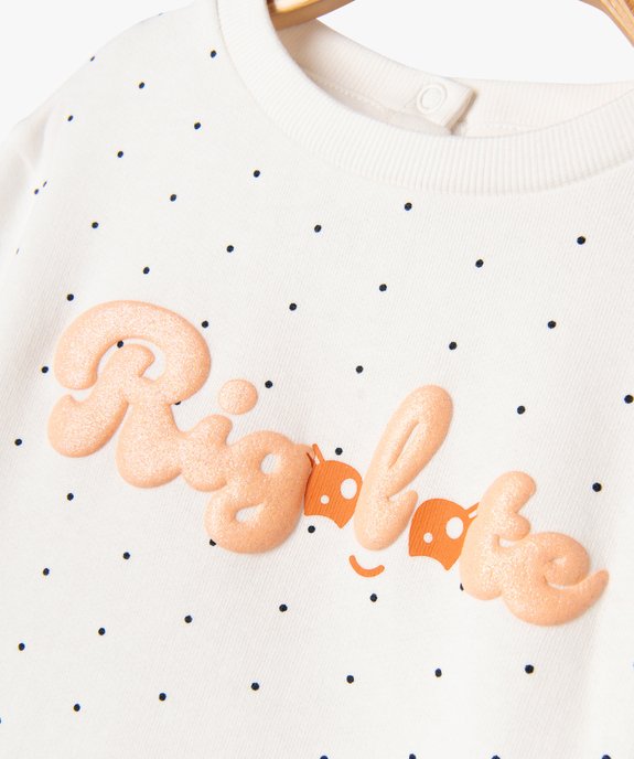 Sweat molletonné bébé fille avec motifs et message vue2 - GEMO 4G BEBE - GEMO