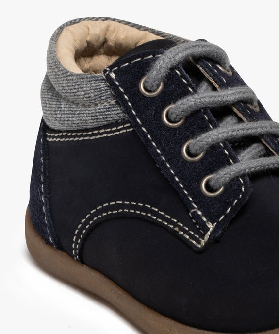 Chaussures premiers pas bébé garçon unies en cuir à col denim vue6 - GEMO(BEBE DEBT) - GEMO