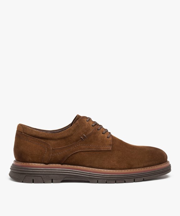 Derbies homme dessus cuir uni à lacets – Tanéo vue2 - TANEO - GEMO