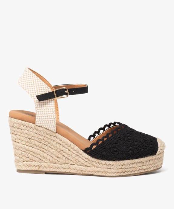 Sandales femme en macramé uni avec bout fermé et semelle corde compensée vue1 - GEMO 4G FEMME - GEMO