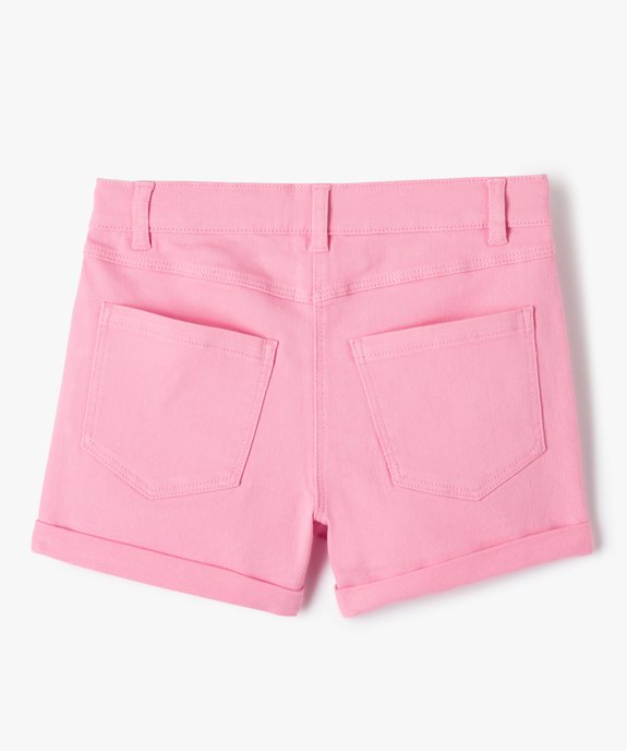 Short en denim avec revers cousus fille vue3 - GEMO (JUNIOR) - GEMO