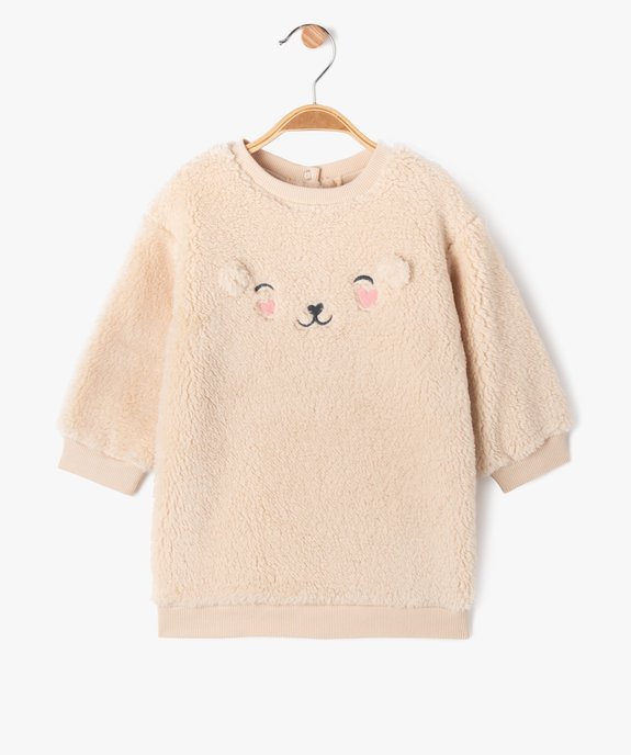 Robe sweat en maille peluche bébé fille vue1 - GEMO(BEBE DEBT) - GEMO