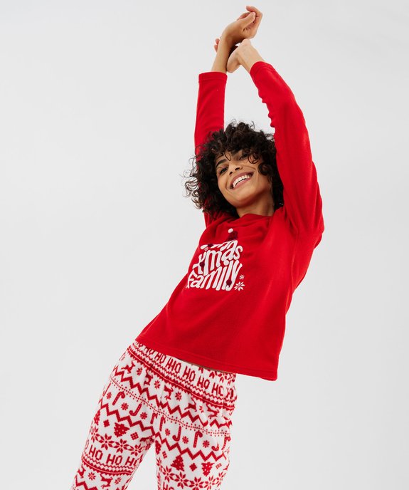 Pyjama de Noël en polaire imprimée femme vue2 - GEMO(HOMWR FEM) - GEMO