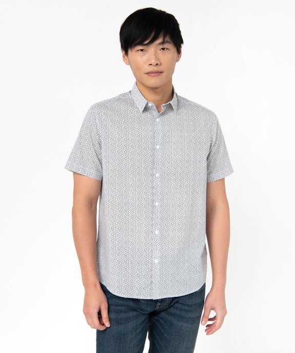 Chemise à manches courtes à micro-motifs homme vue1 - GEMO (HOMME) - GEMO