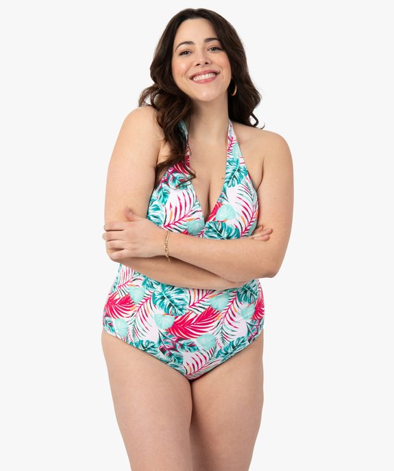 Maillot de bain femme grande taille 1 pièce imprimé feuillage vue1 - GEMO (PLAGE) - GEMO