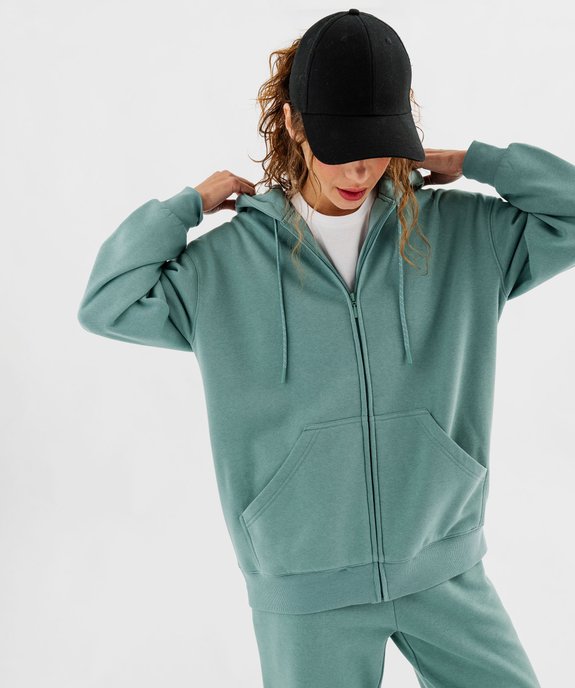 Sweat zippé à capuche oversize avec intérieur molletonné femme vue1 - GEMO 4G FEMME - GEMO