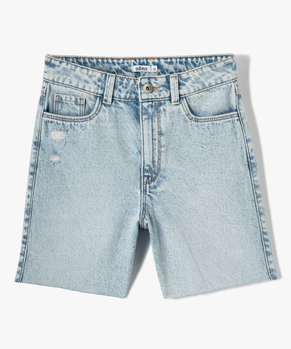 Short fille long en denim aspect usé vue1 - GEMO 4G FILLE - GEMO