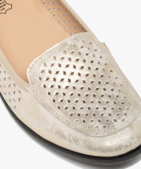 Mocassins confort en cuir à tige ajouré et petit talon compensé femme vue6 - G'FLEX - GEMO