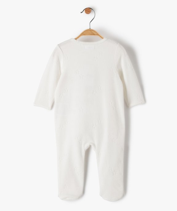 Pyjama en velours ouverture devant avec message  bébé vue3 - GEMO 4G BEBE - GEMO