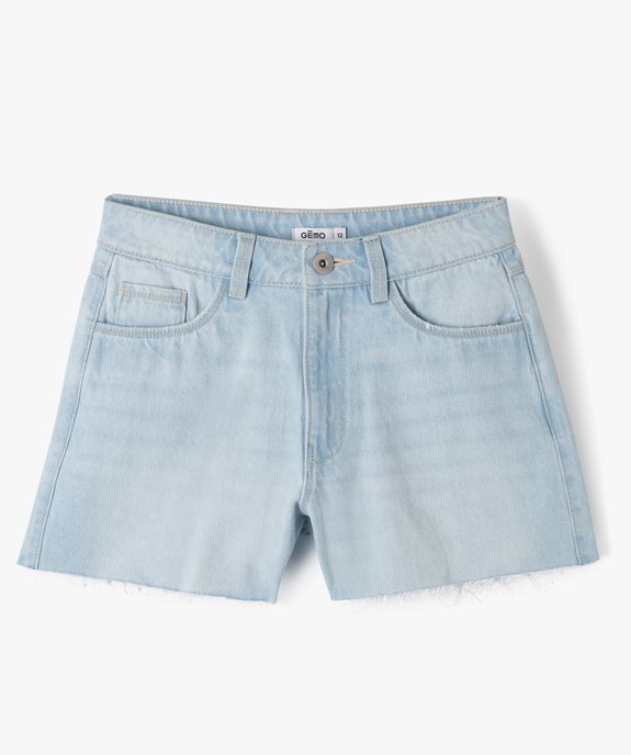 Short en jean délavé avec finitions sans coutures fille vue1 - GEMO 4G FILLE - GEMO