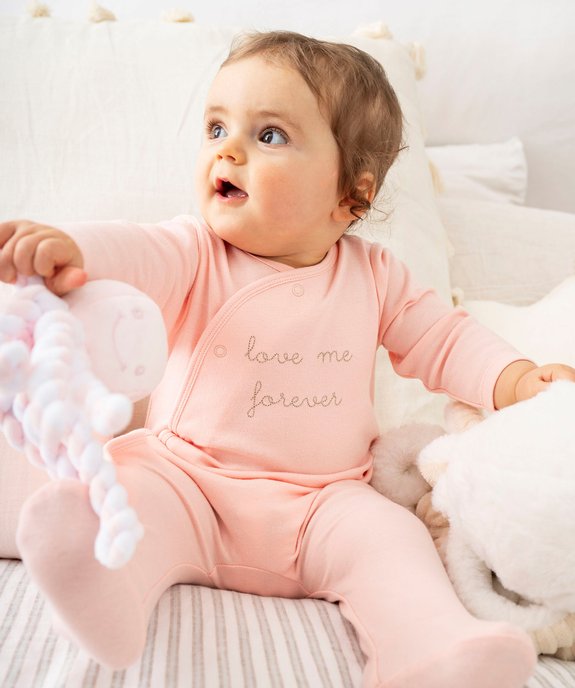 Pyjama bébé ouverture devant avec message brodé vue1 - GEMO 4G BEBE - GEMO