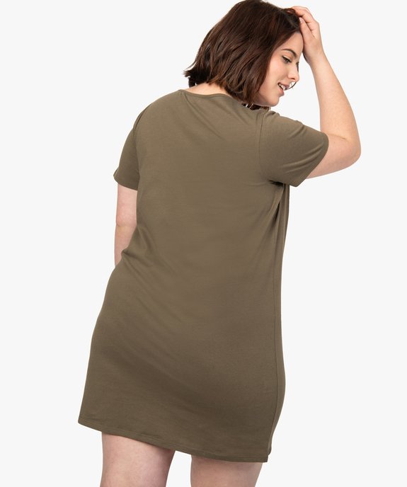 Chemise de nuit à manches courtes avec motifs femme grande taille vue3 - GEMO 4G FEMME - GEMO