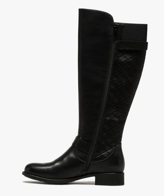 Bottes femme à talon plat empiècement matelassé vue4 - GEMO (CASUAL) - GEMO