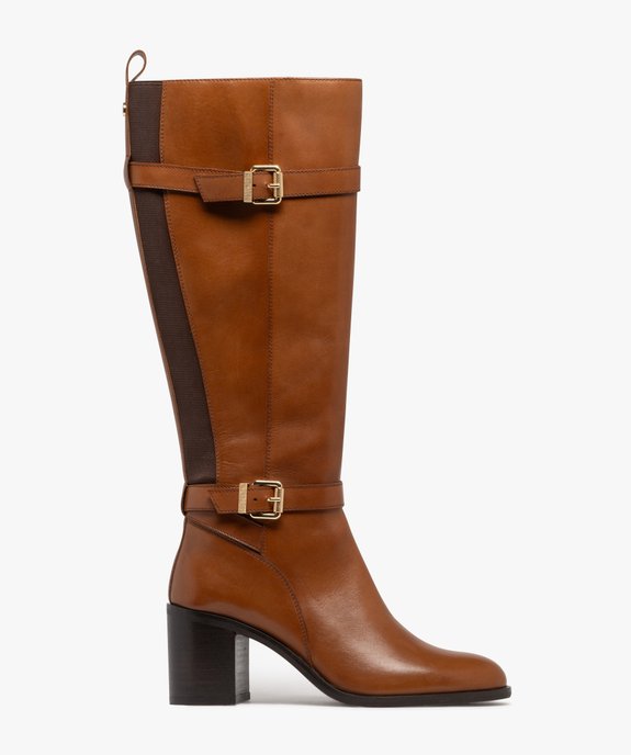 Bottes femme à talon carré détails stretch et boucles dorées fantaisie - Tanéo vue1 - TANEO - GEMO