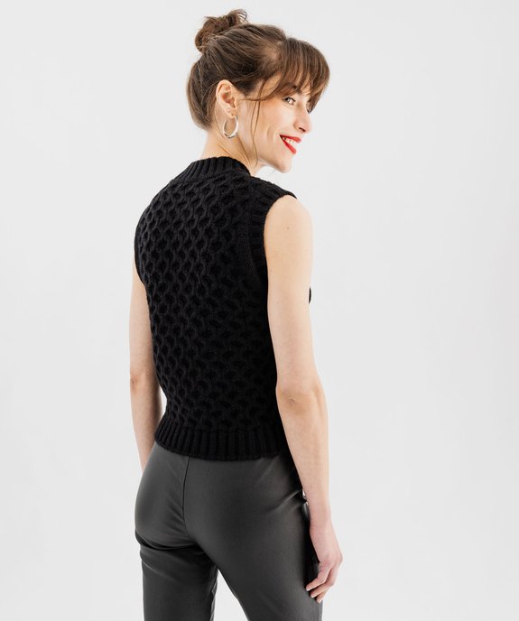 Pull sans manches en grosse maille torsadée à strass femme vue3 - GEMO(FEMME PAP) - GEMO