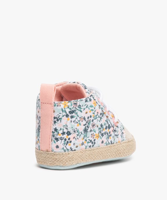 Chaussons de naissance bébé fille baskets en toile fleurie vue4 - GEMO 4G BEBE - GEMO