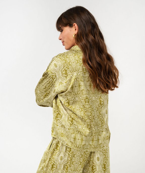 Chemise imprimée en matière satinée femme vert vue3 - GEMO(FEMME PAP) - GEMO