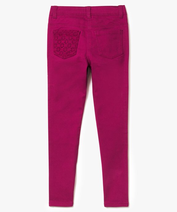 Pantalon fille slim avec empiècements en broderie anglaise vue2 - GEMO (ENFANT) - GEMO