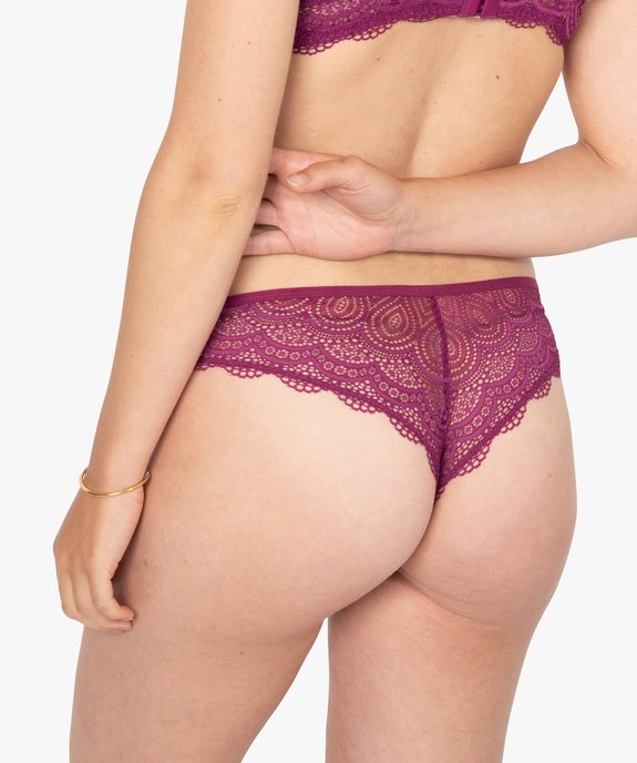 Tanga sans coutures en microfibre et dentelle femme (lot de 2) vue2 - GEMO 4G FEMME - GEMO