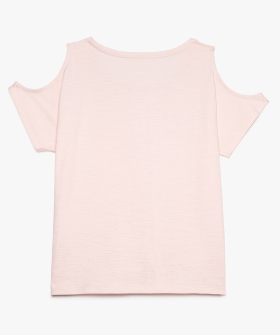 Tee-shirt fille en coton bio avec épaules dénudées vue2 - GEMO 4G FILLE - GEMO