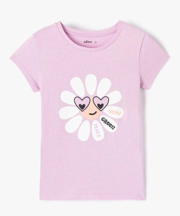 Tee-shirt fille à manches courtes avec motif vue1 - GEMO (ENFANT) - GEMO